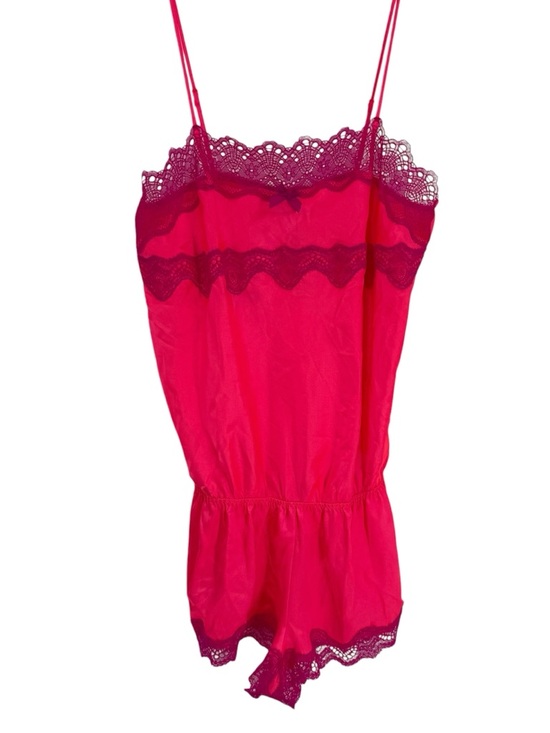 Victoria's Secret Other - Victorias Secret NWT pink lace silky lingerie romper shorts size Small satin